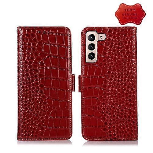 For Samsung Galaxy S22 5G Crocodile Top Layer Cowhide Leather Phone Case