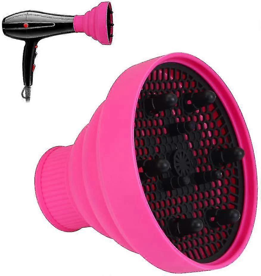 Hair Dryer Diffuser, Collapsible Silicone Diffuser Universal Hair Dryer Accessory(pink)