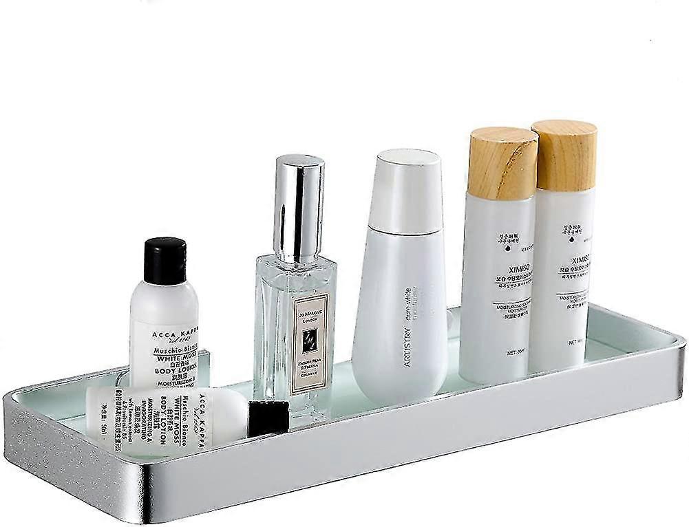 Rectangular Tempered Glass Shower Shelf Organizer Shower Storage Nail-free