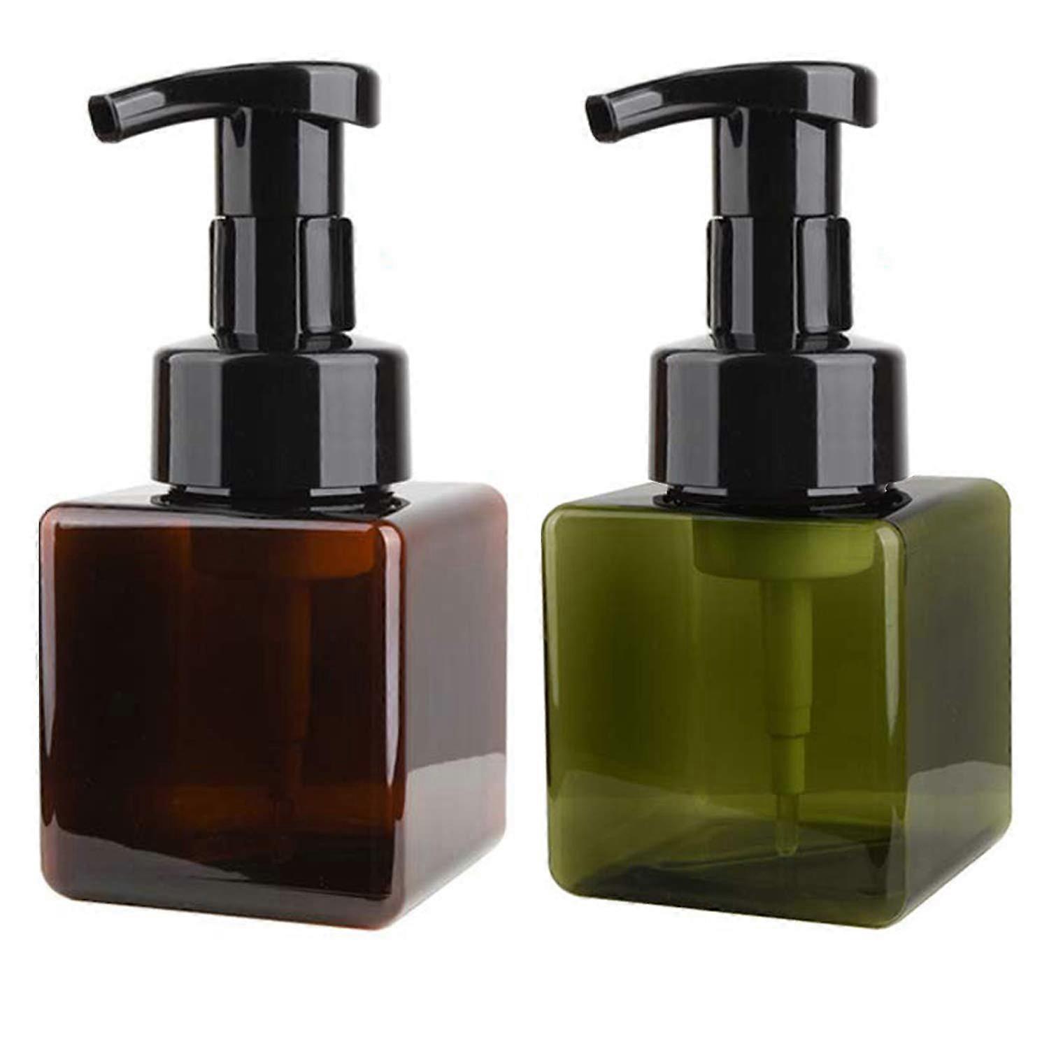 2Pcs 250ml (8.5oz) Empty Foaming Pump Bottles, Refillable Plastic Square Foam Soap Dispenser Liquid Hand