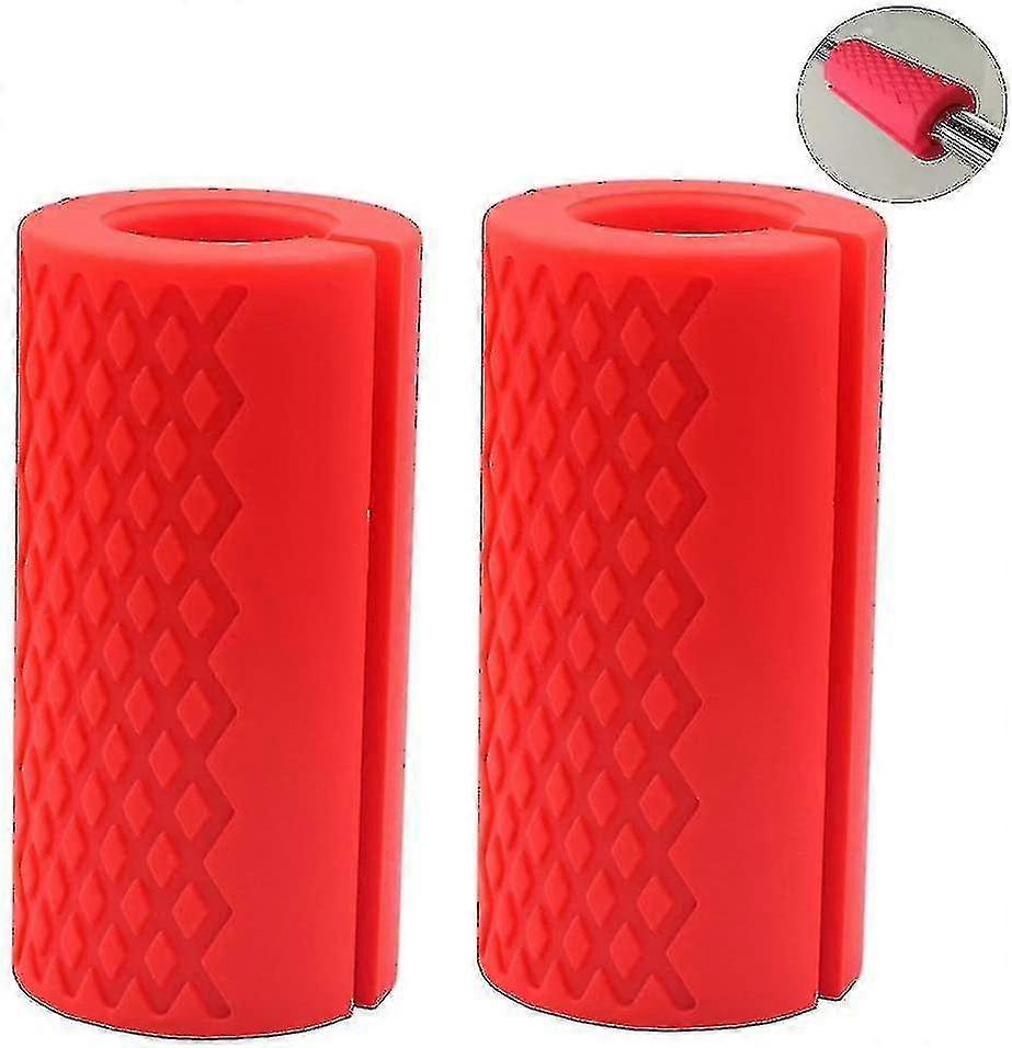Barbell Grips-thick Bar Grips For Weightlifting 1 Inch-dumbbell Handles Stress Relieve Barbell Handles Red- Ssxjv