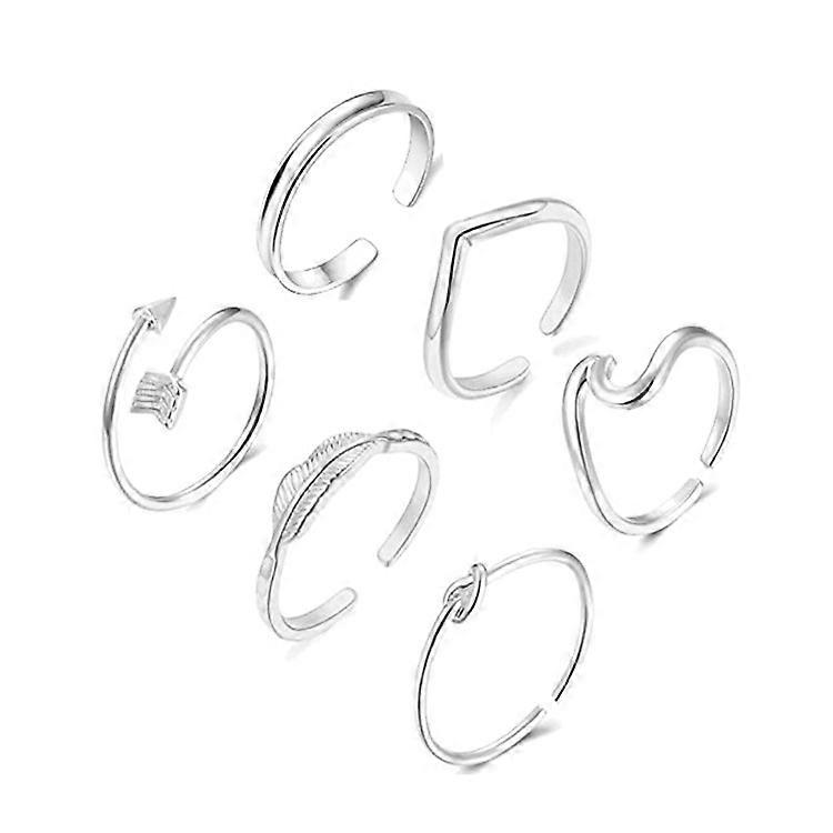 6PCS Adjustable Rings Set for Women