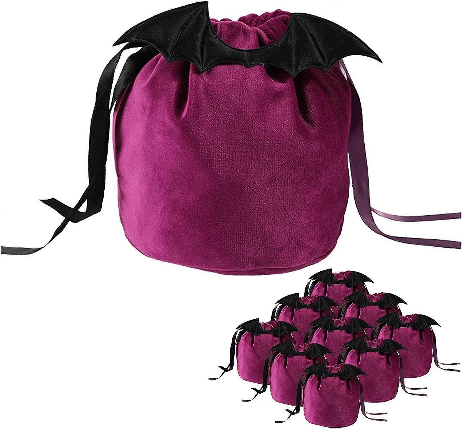 Halloween Drawstring Bags Kit - 10Pcs Halloween estilo morcego decoração Pouches truque ou tratar sacos de presente (5.125.91 polegadas)