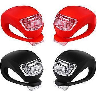 Bicycle Lights Set - Bicycle Head and Tail Lights, Safe Road, Mountain Bike Lights Including Batteries, 4-Pack (2 White Lights & 2 Red Lights)