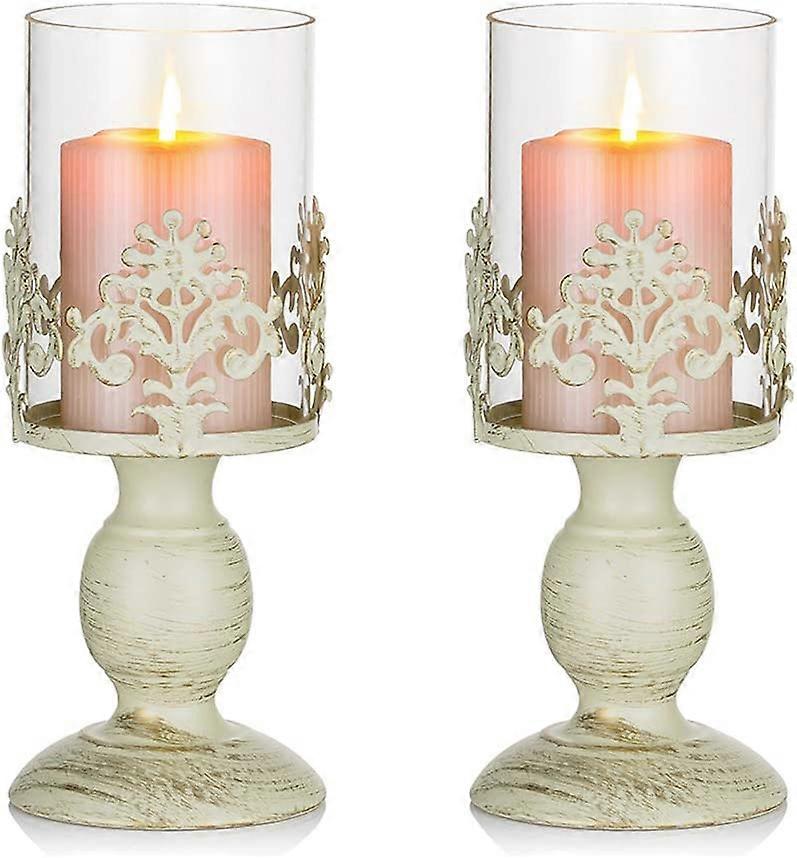 2-pakke Vintage metallsøyle lysestake