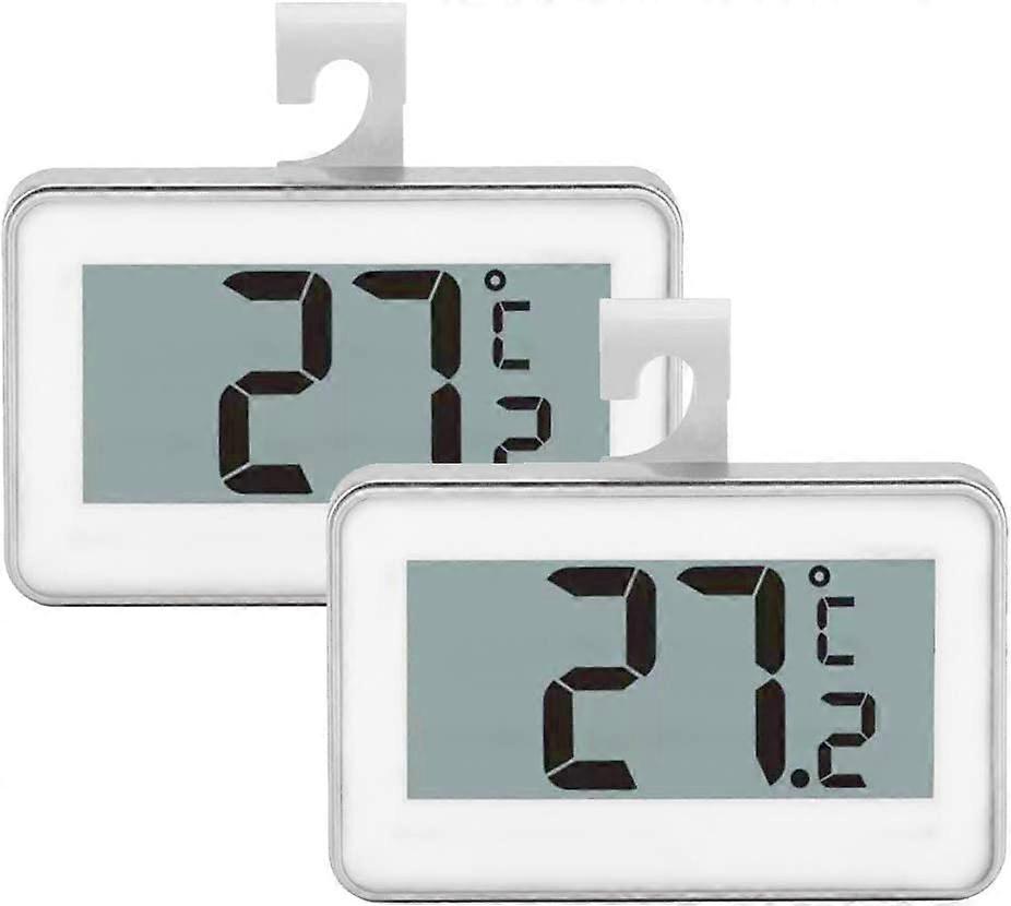 Fridge and Freezer Thermometer Set of 2 with Hanging Hook (White)