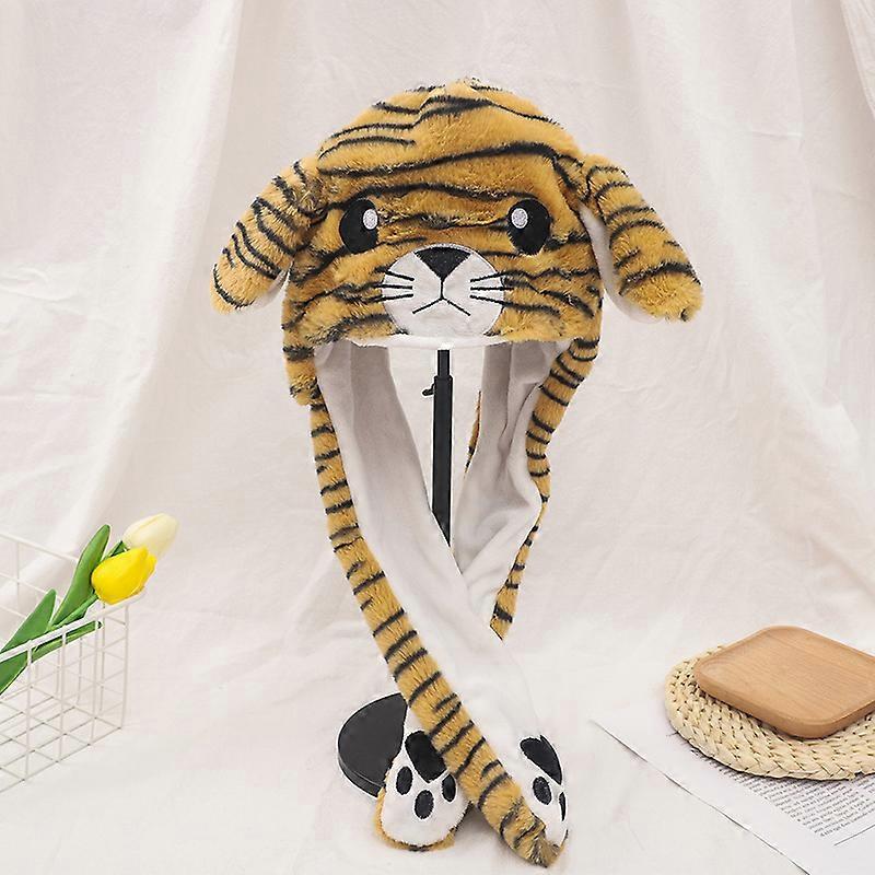 Rabbit Hat Ear Moving Jumping Hat Funny Tiger Hat Plush Cap