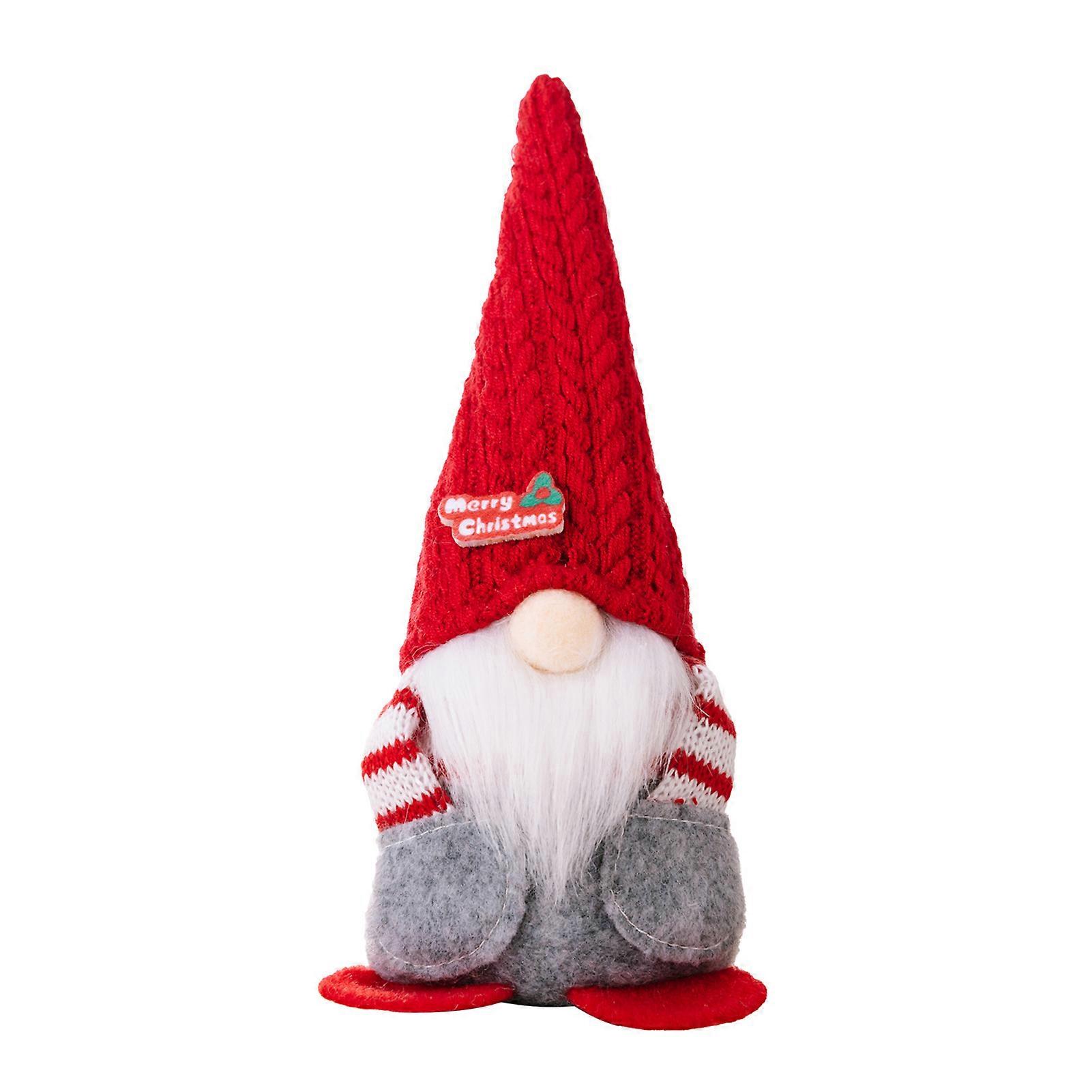 Christmas Faceless Gnome Doll Plush Dwarf Ornament with Knitted Pointed Hat Stuffed Hands in Pockets Gnome Doll for Holiday Decor