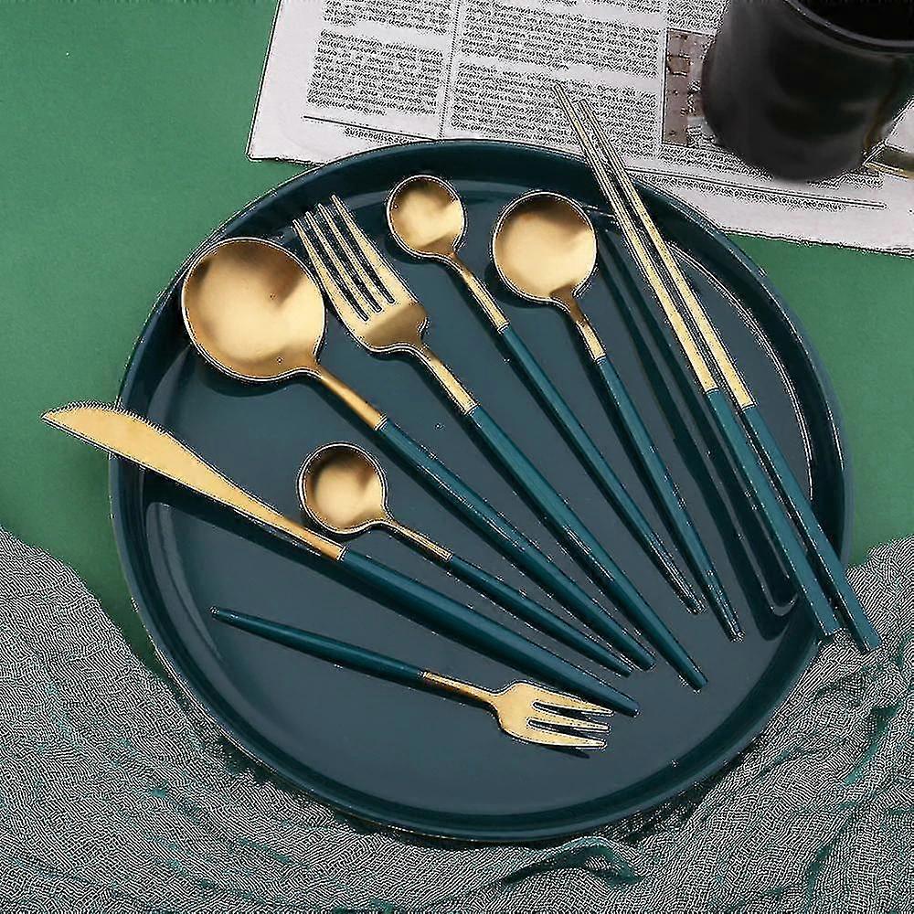 Green Gold Nordic Style Kitchen Cutlery