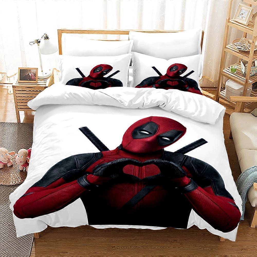 v4792  Bed Sheets Bedding Dead-pool 3 PCS Comforter Set with 2 Pillowcases,Deadpoo-l Bedding Set Sheet Set for Kids Adults,All Season Lightweight Bedd