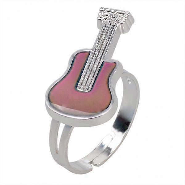 4xDamen Gitarre Form Farbwechsel Ring Modeschmuck