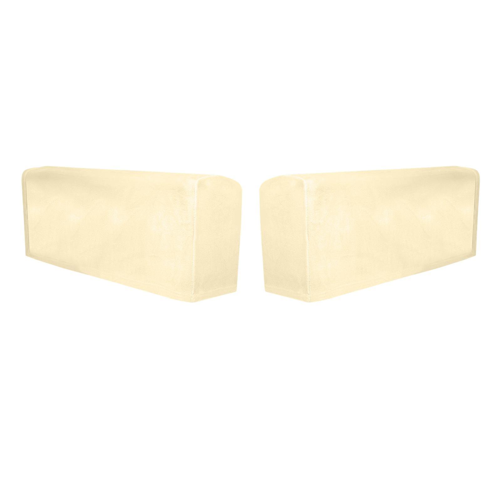 2pcs Sofa Armrest Cover Thickened Stretch Couch Arm Protector Removable Beige