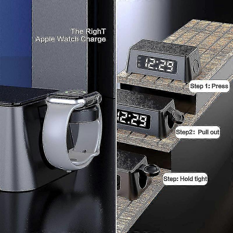 Multifunctional Fast Wireless Charger Led Digital Clock Portable Earphone Smart Watch Charging