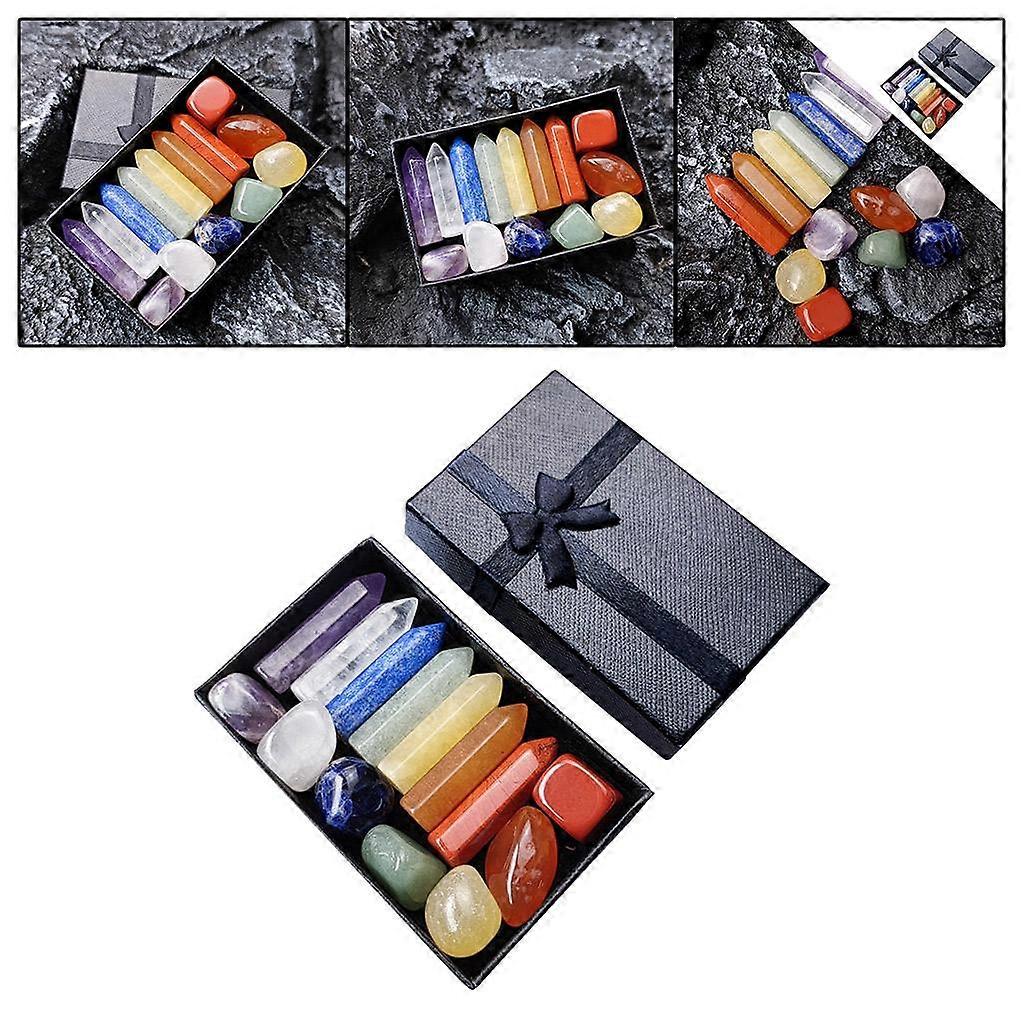 Crystals and Stones with Display Case Quartz Mineral Ornaments for Meditation Relaxation - Style1