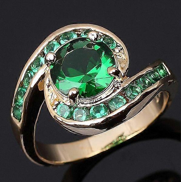 Bijuterii Chic Pentru femei Verde Smarald 18K Aur Umplut Inele de Nuntă Cadouri Dimensiune 7,8,9