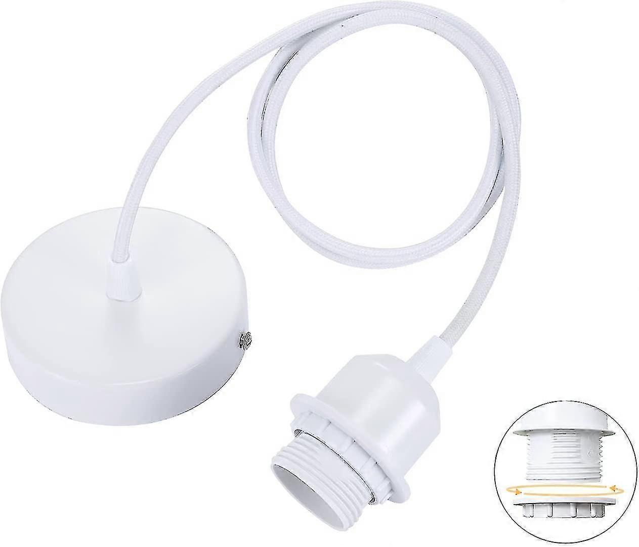 Lamp Suspension E27 With Screw Ring, 100cm Textile Cable Adjustable, Pendant Lamp Compatible With Lampshade, Lamp Holder