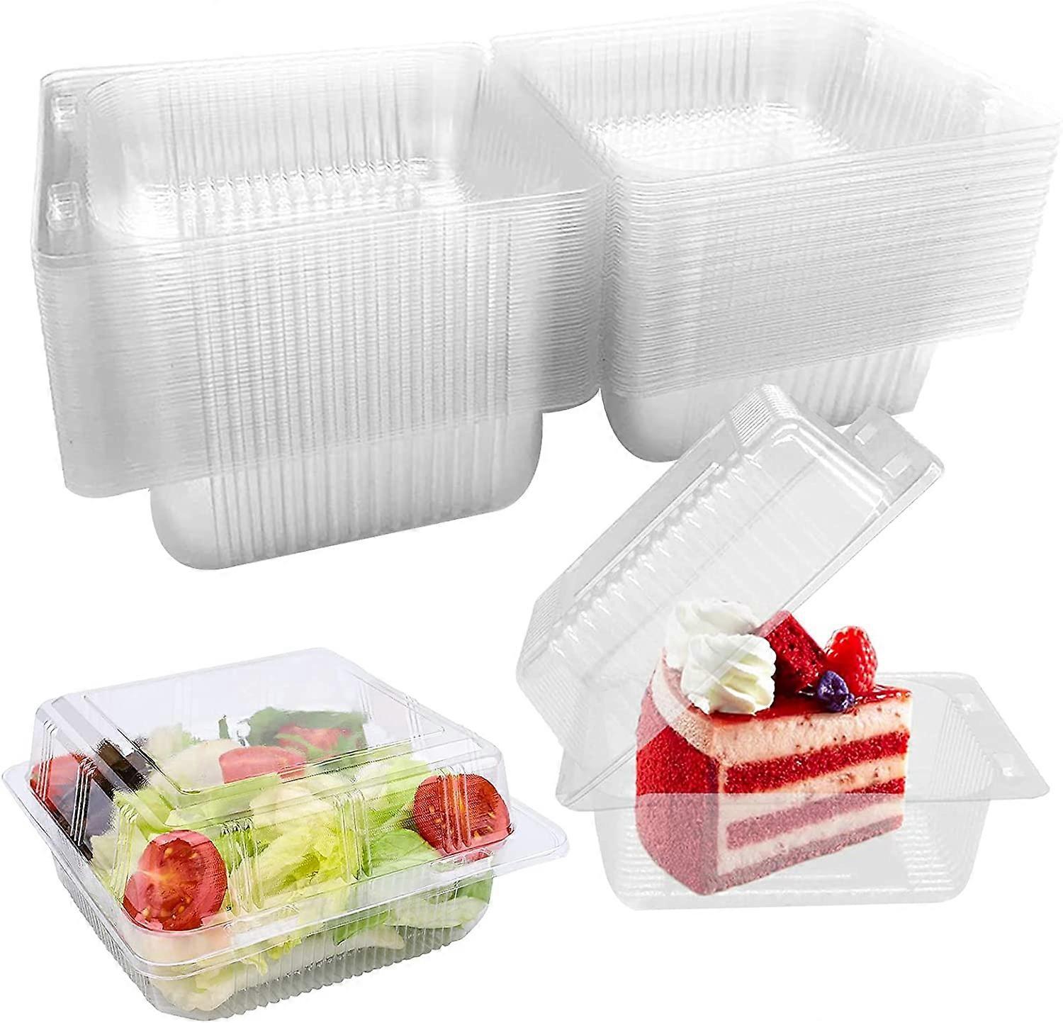 Single Individual Cake Slice Boxes,Dessert Containers Cheesecake Boxes Reusable Stackable Leakproof Square Boxes Clear Food Boxes with Lids for Pastry