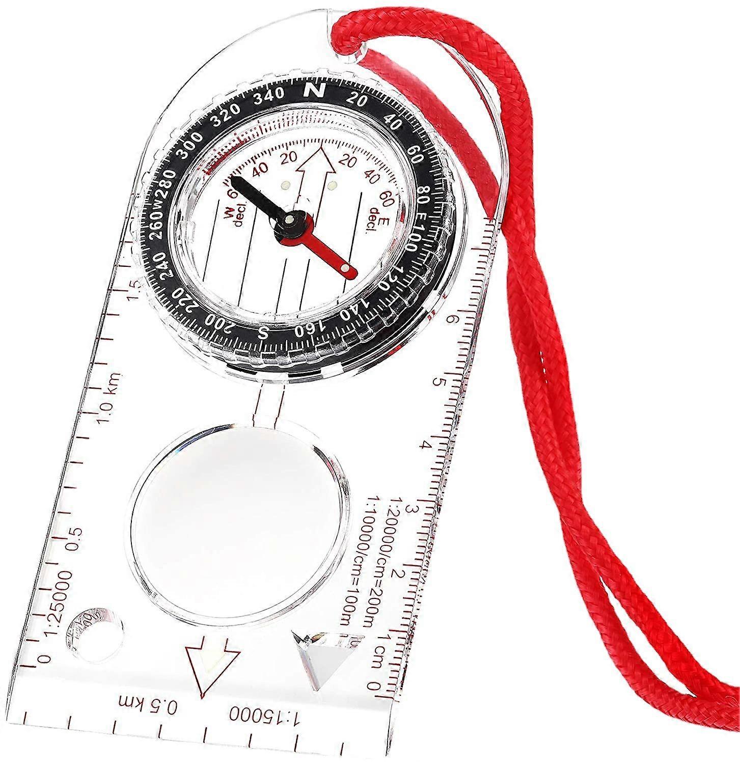 Compass (Base for Survival, Orientation, Compass, Navigation, Backpack) - Magnetic Heading, Azimuth Bearing, Base Plate with Map Ruler (1 Piece)