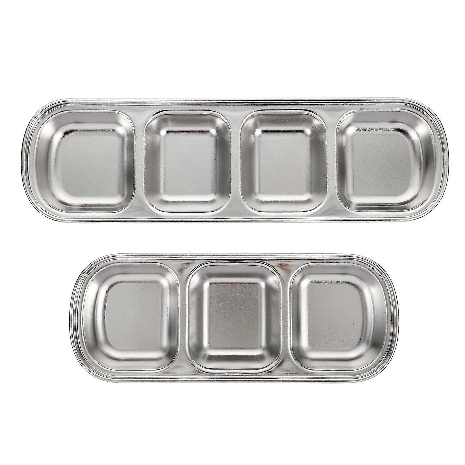 2Pcs Stainless Feeding Plates Multi-grid Fodder Trays Pet Fodder Plates Pet Accessory