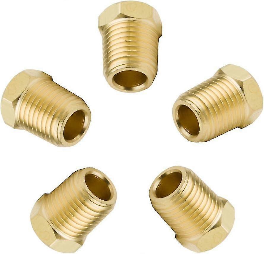 Brass Pipe Fitting, Solid Hex Head Plug, 3/8" Npt Male (pack Of 5)