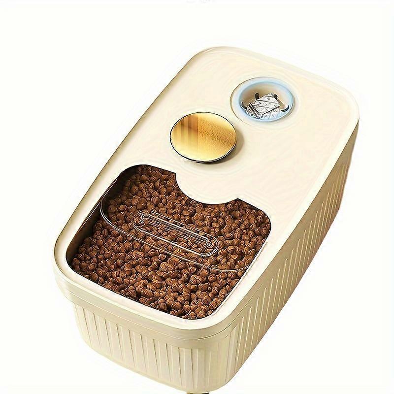 Jumbo 5L Pet Food Storage Bin - Effortless Push Plate Access, Airtight & Deform-resistant, with Sturdy Stackable Chassis for Optimal Food Freshness