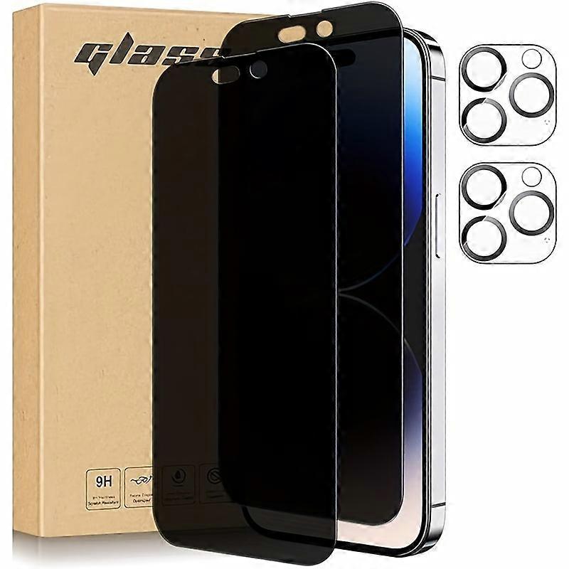 2-piece 2-piece Privacy Screen Protector for iPhone 15-11 Series - Tempered Glass with Camera Lens Protector - Easy Install, Bubble-Free - Protect You