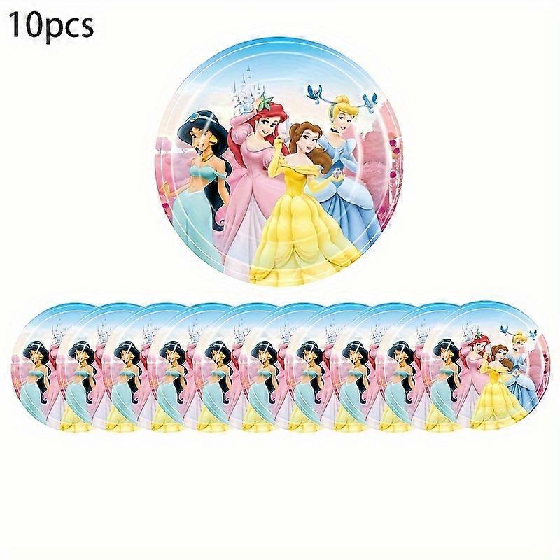 10pcs, Disney Birthday Party Paper Plates, Princess Elsa Frozen Cartoon Theme Plate, Birthday Decor, Birthday Supplies, Party Decor, Party Supplies, H
