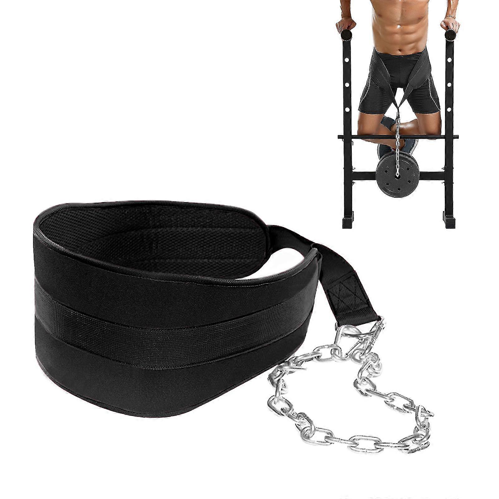 Seektop Weighted Pull Up Dip Belt z łańcuchem (pojemność 100 kg) - Pas biodrowy do treningu siłowego w domowej siłowni, czarny materiał Eva, 100% nowy