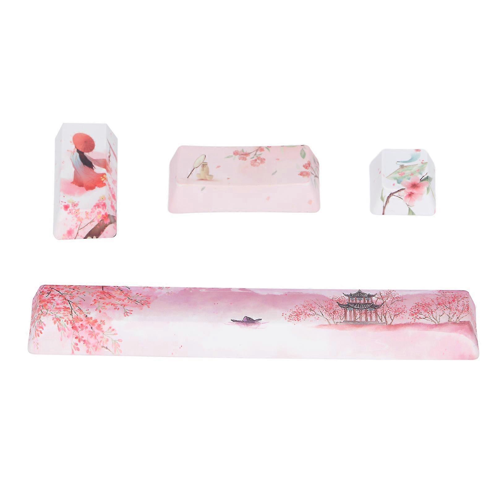 DIY Keycaps Kit - Peachblossom Beauty Pattern, 4 Keys Space ESC Enter Numpad Enter