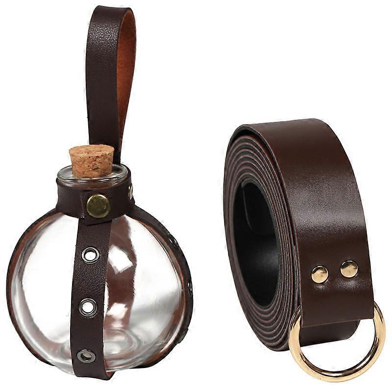 Dark Magic Potion Bottle with Cork Stopper and Faux Leather Harness