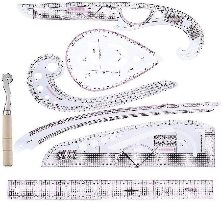 Cutting Ruler, Curve Ruler, Tracing Wheel, Patchwork Ruler Combination Diy Pattern Design Ruler, Curve Ruler, Suitable For Drawing