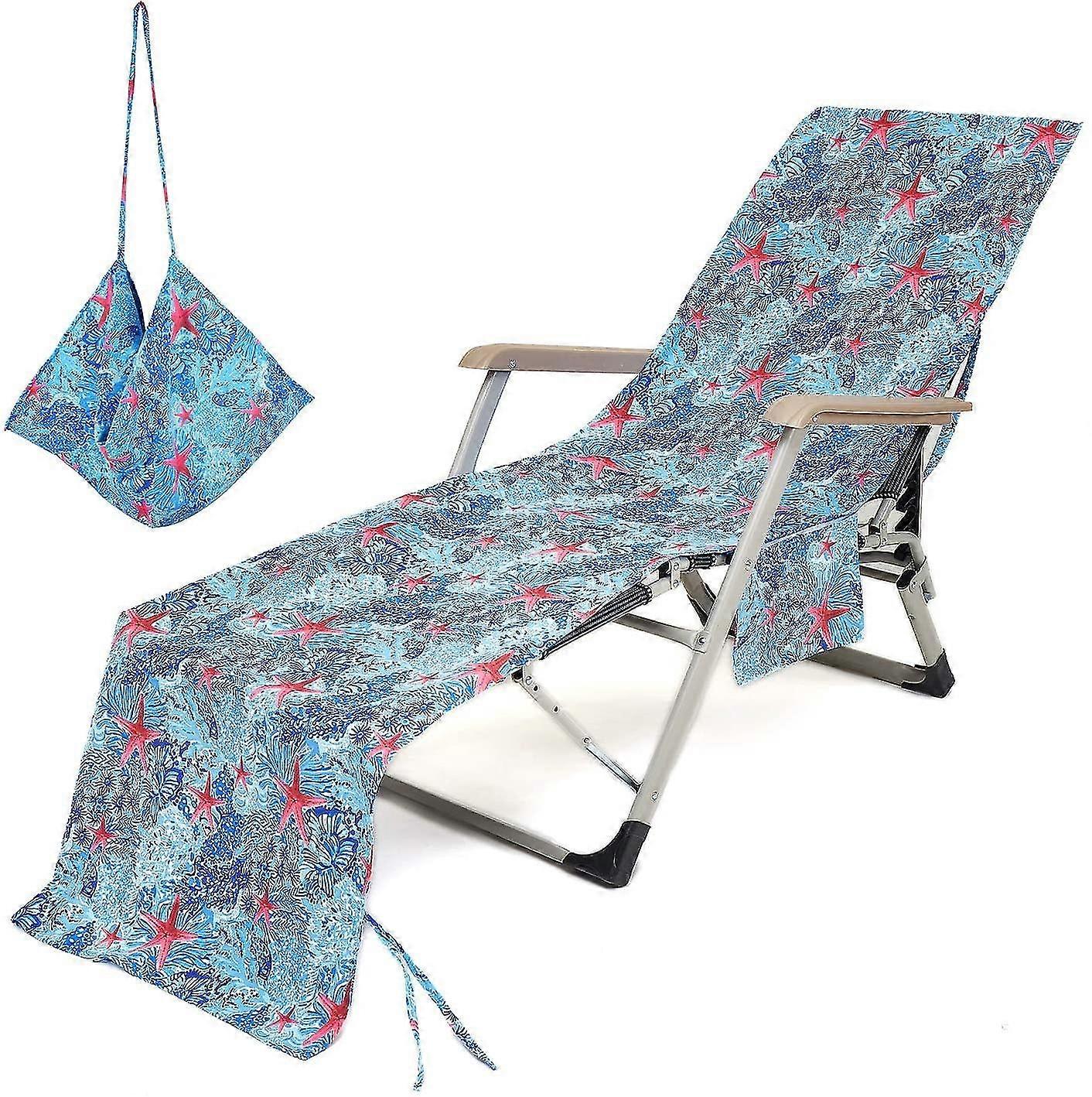Beach Chair Towel Chaise Lounge Cover With Pockets Pool Chair Towel