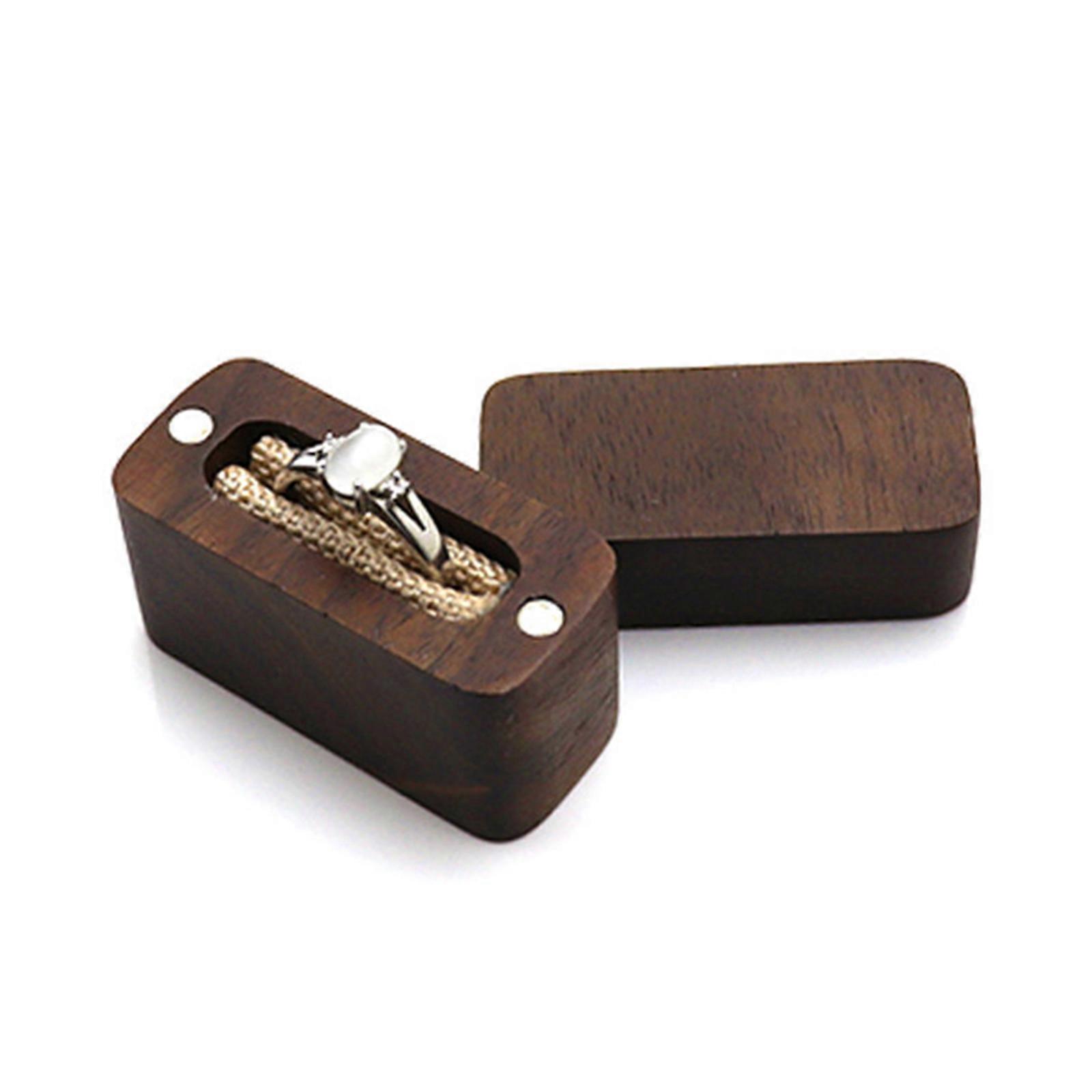  Premium Wooden Engagement Ring Box Flat Ring Box for Wedding,Proposal