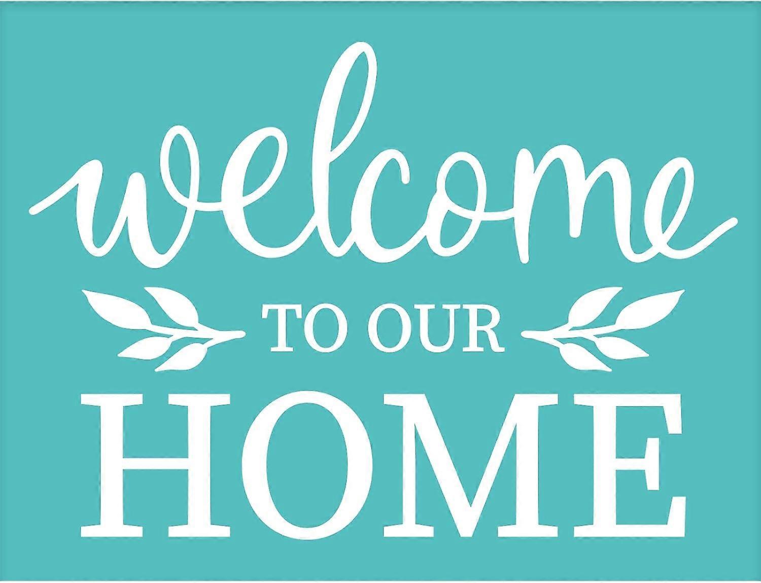2Pcs Self-Adhesive Silk Screen Printing Stencil Welcome Stencil "Welcome to our HOME" Reusable Mesh Stencils Transfer Washable Home Decor for DIY T-Sh