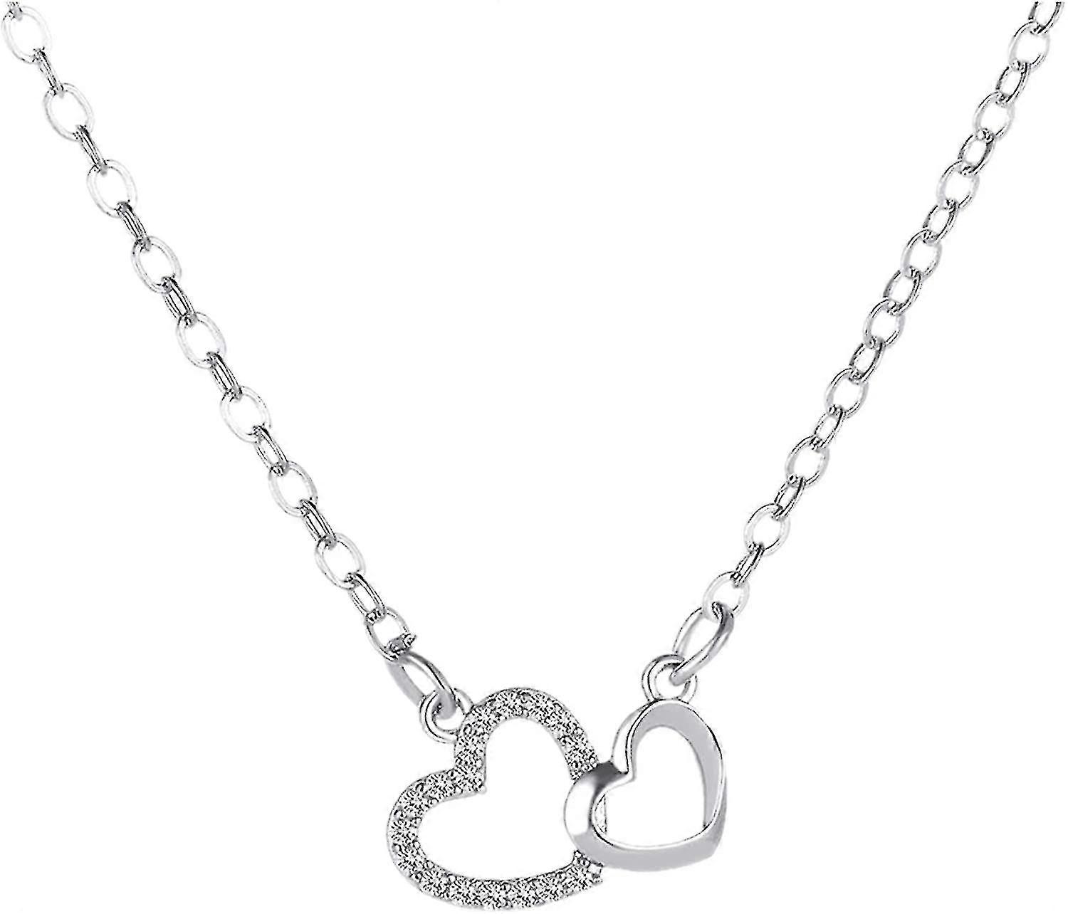 Temperament Double Peach Heart Pendant Valentine's Day Gift Clavicle Chain Necklace Valentine's Day Gift