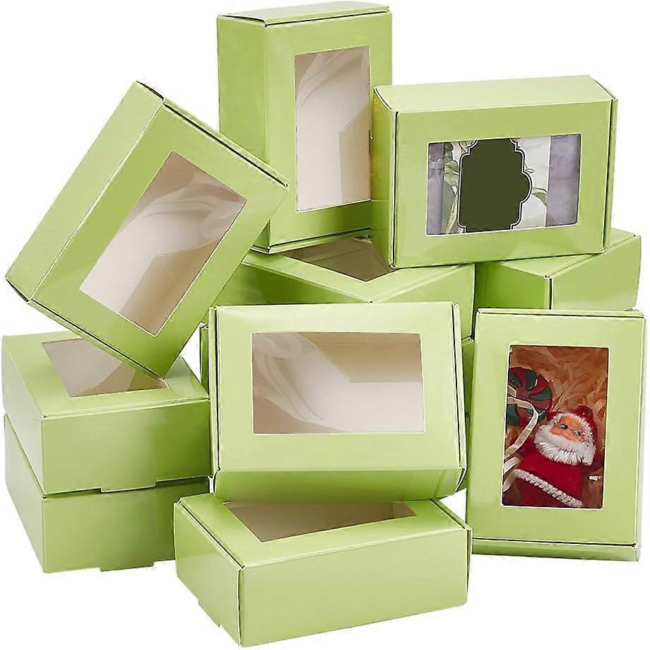 Rectangle Paper Folding Shipping Box with Window Mailer Boxes Yellow Green 21x20.8x0.04cm