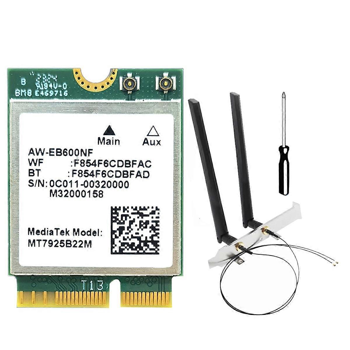 MT7925 WIFI 7 Card + Antenne con Deflettori 5400Mbps M.2 Triple Band 2.4G / 5G / 6G BT5.3 WiFi Card Adattatore per Win10/11 Linux