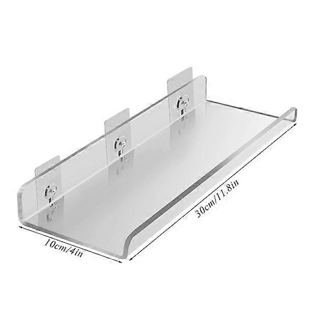 Clear Floating Shelf Self Adhesive Storage Shelf for Wall Decoration Toys Bookshelf Bathroom Accessory Soap Dispenser Holder