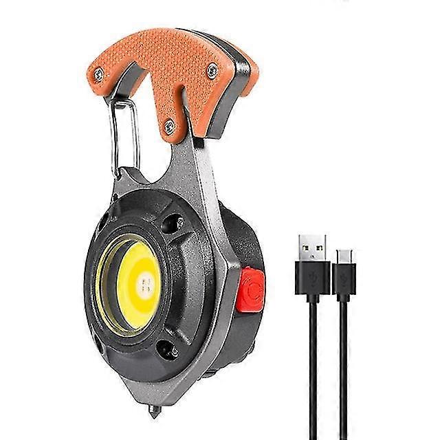 LED Micro Flashlight Pocket Keychain Flashlights USB Torch Strong Magnet Screwdriver Hammer Emergency Lamp