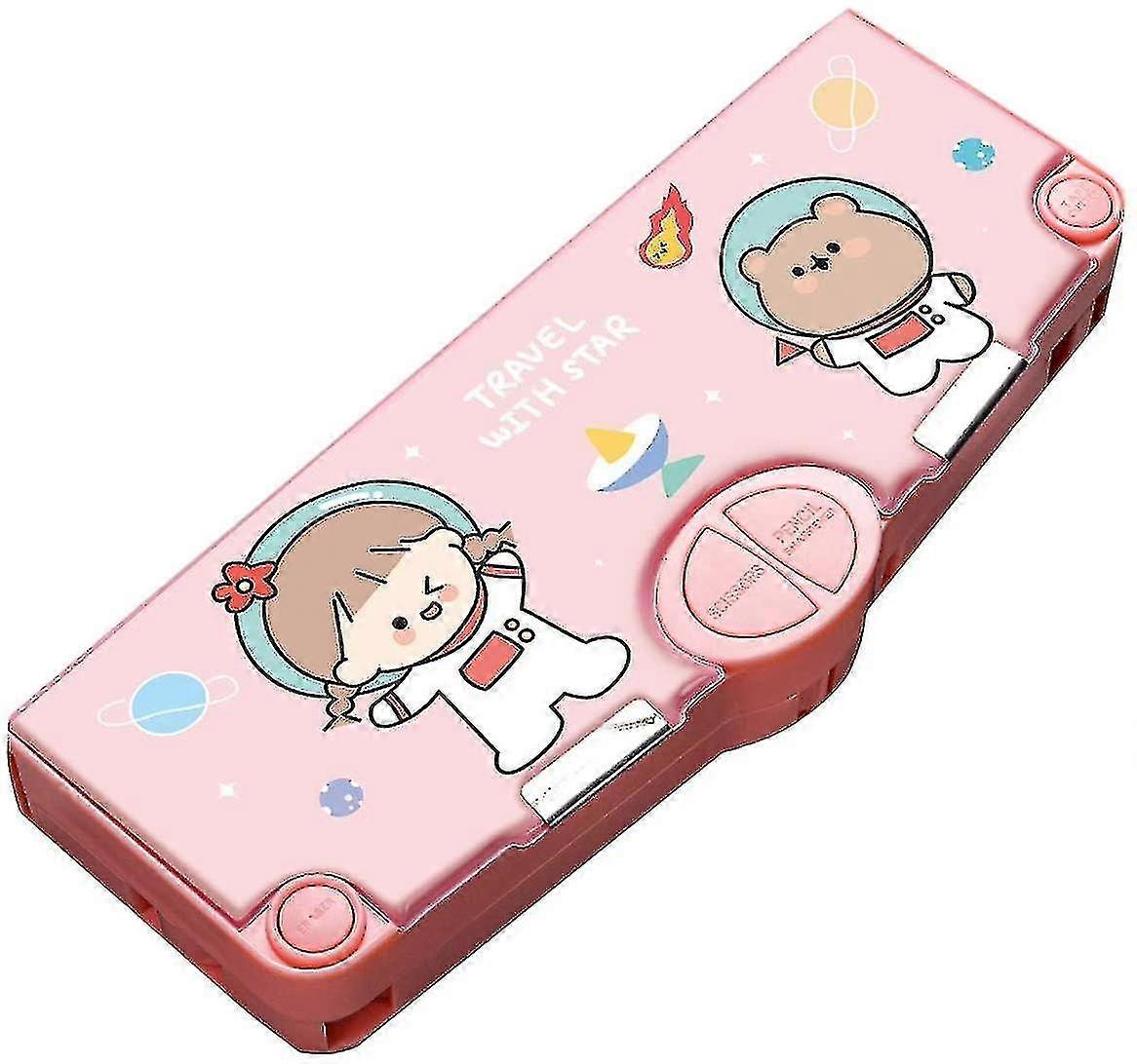 Multifunction Pencil Case, Pencil Box With 3 Compartments For Students - Cartoon Pattern