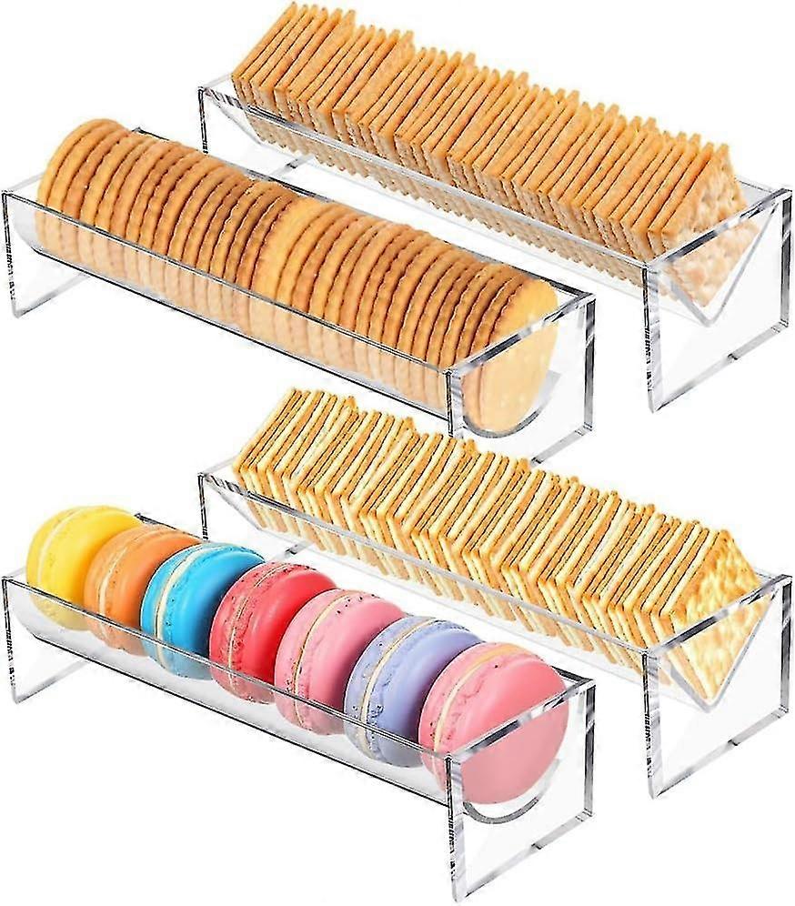 Clear Acrylic Rectangular Cracker Tray - 4 Piece Set for Easy Serving and Display at Parties