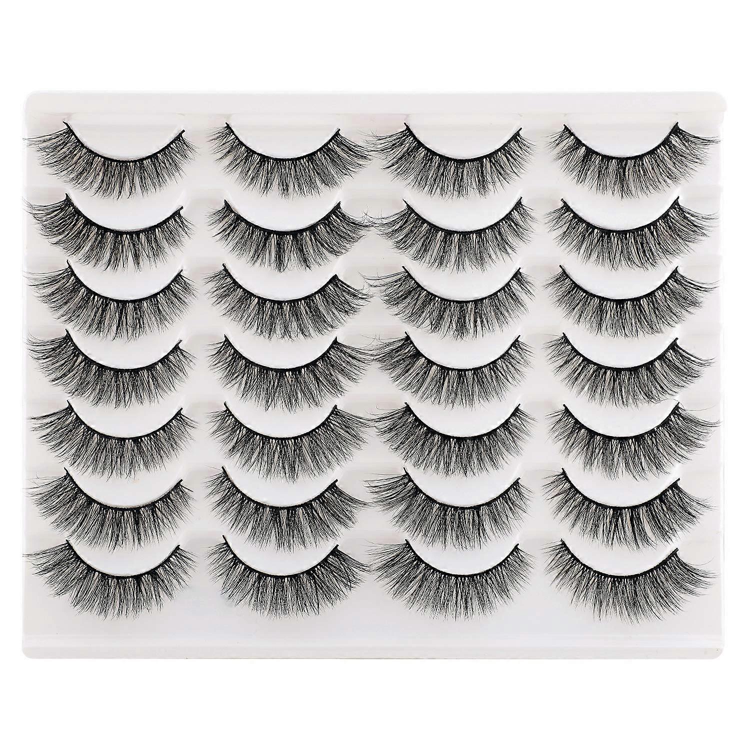 UBIUO Lashes Tekoripset Kissan silmät Wispy Natural Faux Mink Lashes 14 paria Pack Light Volume Short Fake Eye Lashes Multipack - -