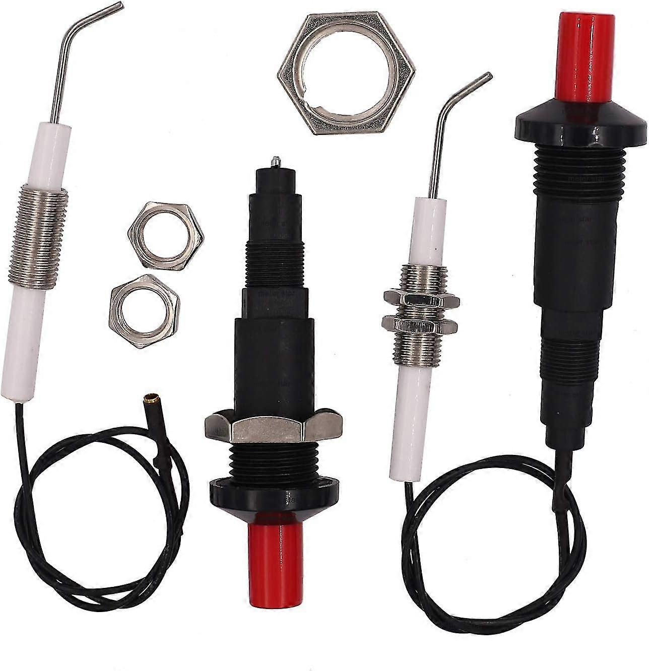 2 Pack Igniter For Gas Grill/grill, Push Button Piezo Igniter With Ceramic Threaded Universal Spark Plug Wire With 30cm Long Ignition Electrodes Elect