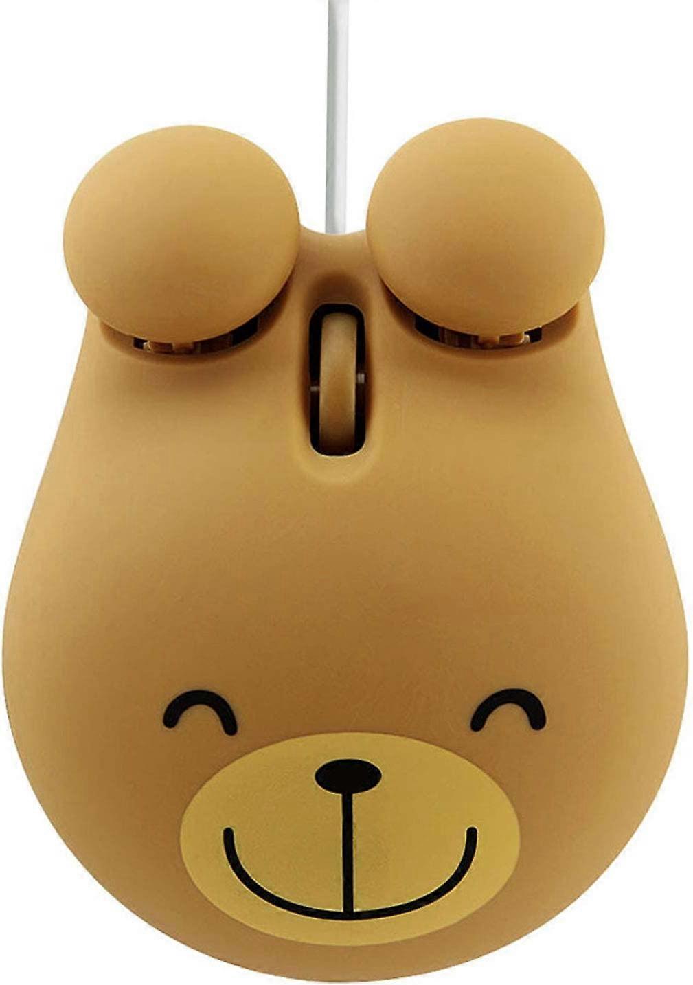 Super Cute Bear Shape Wired Mouse Cartoon Mini Mouse Novelty Portable Computer Mouse Unique Small Desktop Mouse Laptop PC Mouse for Kids (Brown)