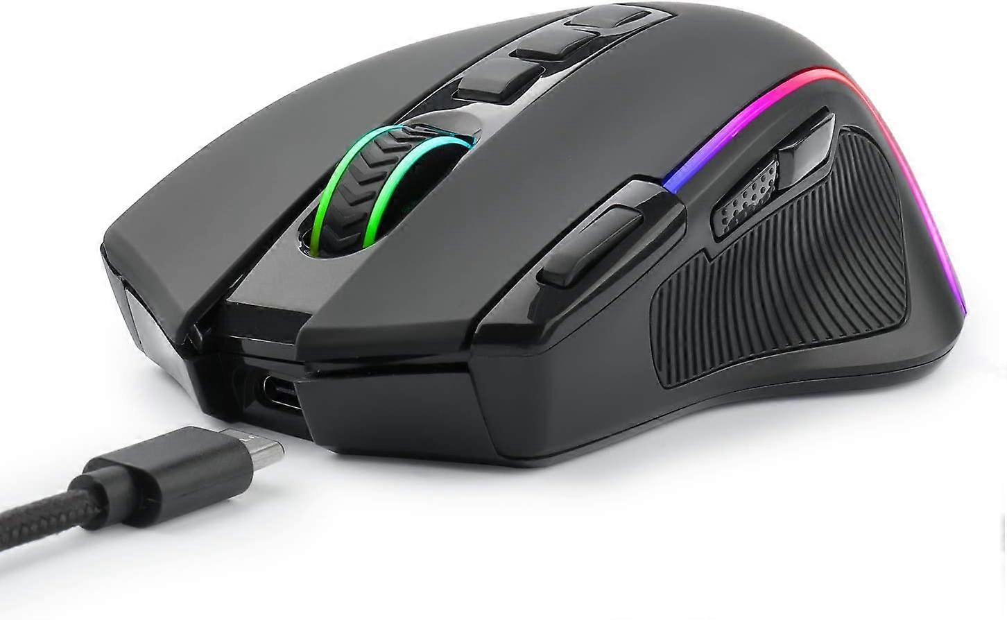 Wireless Wired Gaming Mouse, RGB Backlit, Optical Mouse Ergonomic, 9 Buttons  rogrammable with Macro Recording Rapid-Fire Button, 4000 DPI Adjustable,