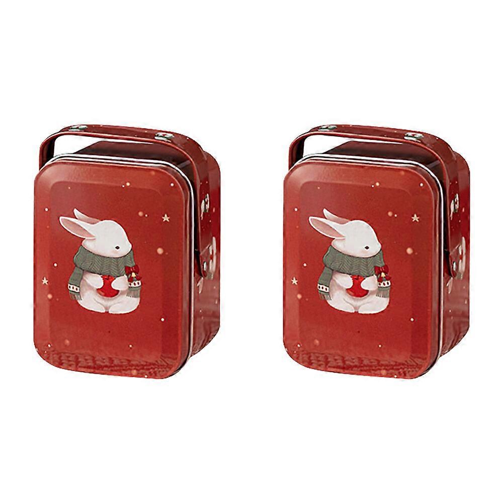 2pcs Easter Candy Boxes Cookie Storage Box Gift Packing Boxes Tinplate Boxes