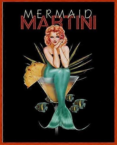 حورية البحر القصدير تسجيل حورية البحر مارتيني الرجعية الفن الديكور خمر ملصق للمنزل بار متجر مقهى نادي مزرعة المرآب 12 "× 8"