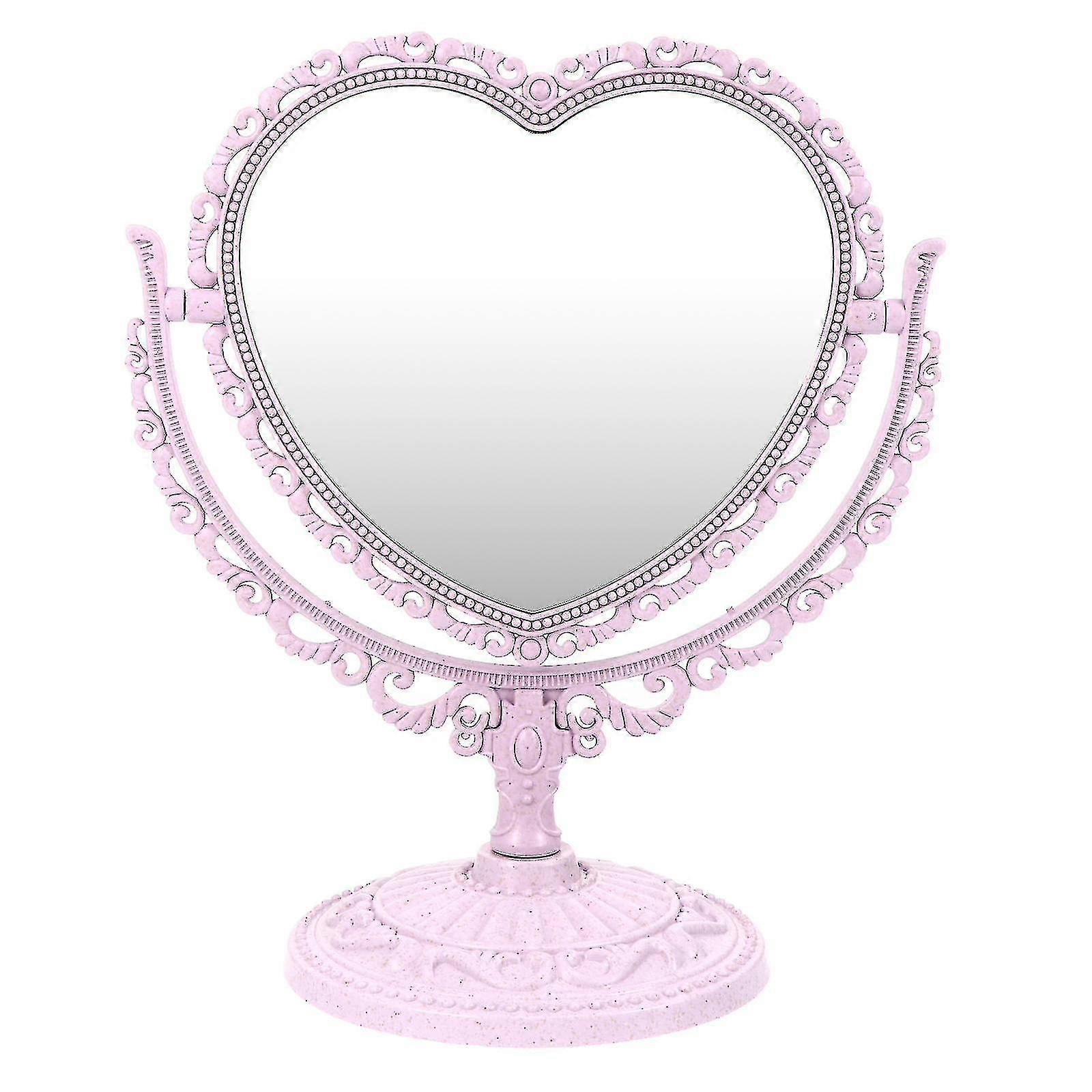 Heart Shape Makeup Mirror Vintage Style Vanity Mirror Tabletop Portable Mirror