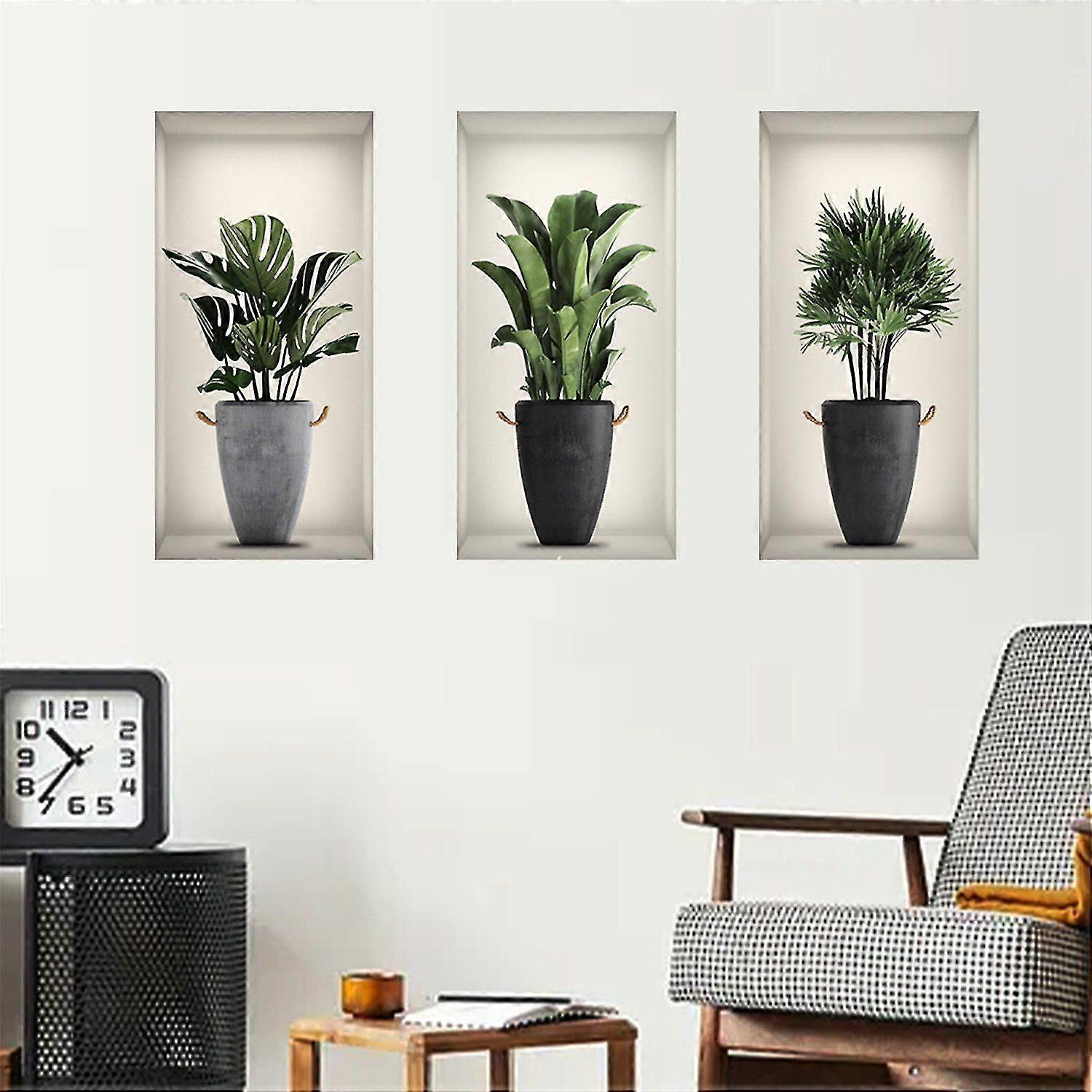 Wall Sticker 3d False Window Potted Plant Wall Sticker
