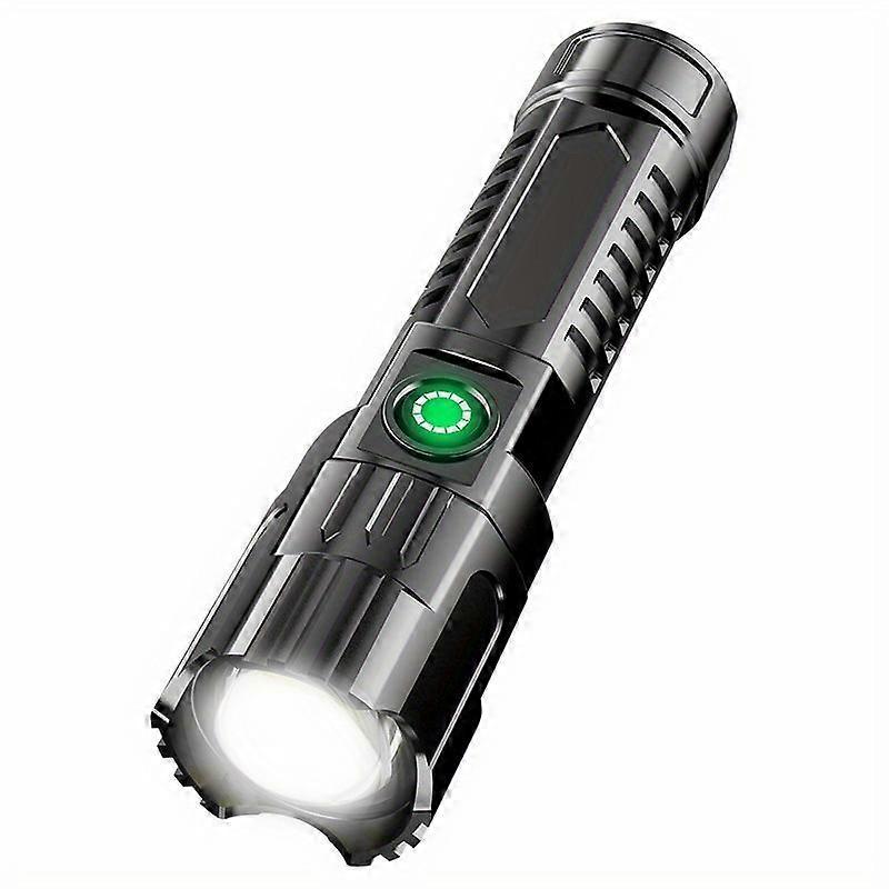 1pc Multi-functional Outdoor Strong Light, LED Long-range Telescopic Zoom Flashlight, Plastic USB Rechargeable Flashlight